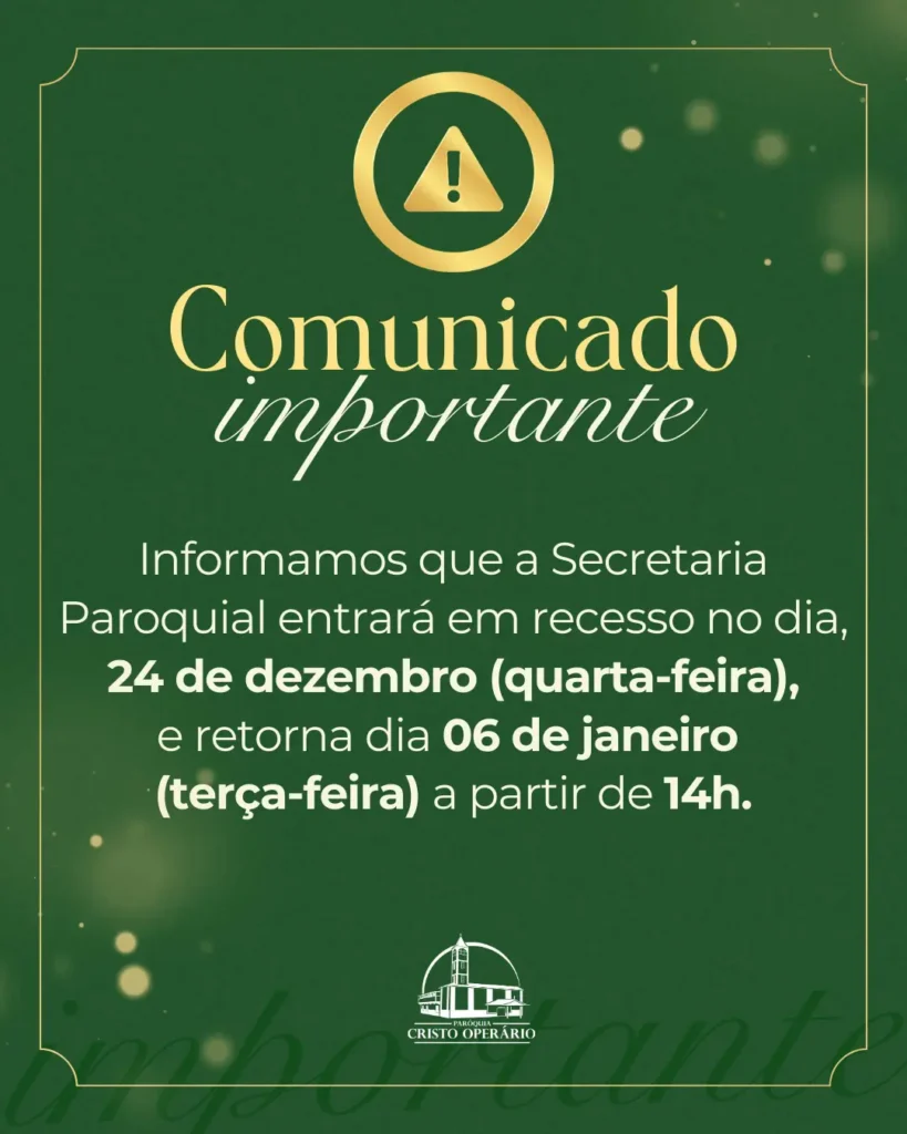 Aviso Recesso Secretaria Paroquial